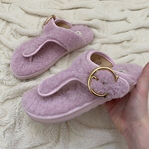 Coach Hollie shearling Flip Flop pale pink